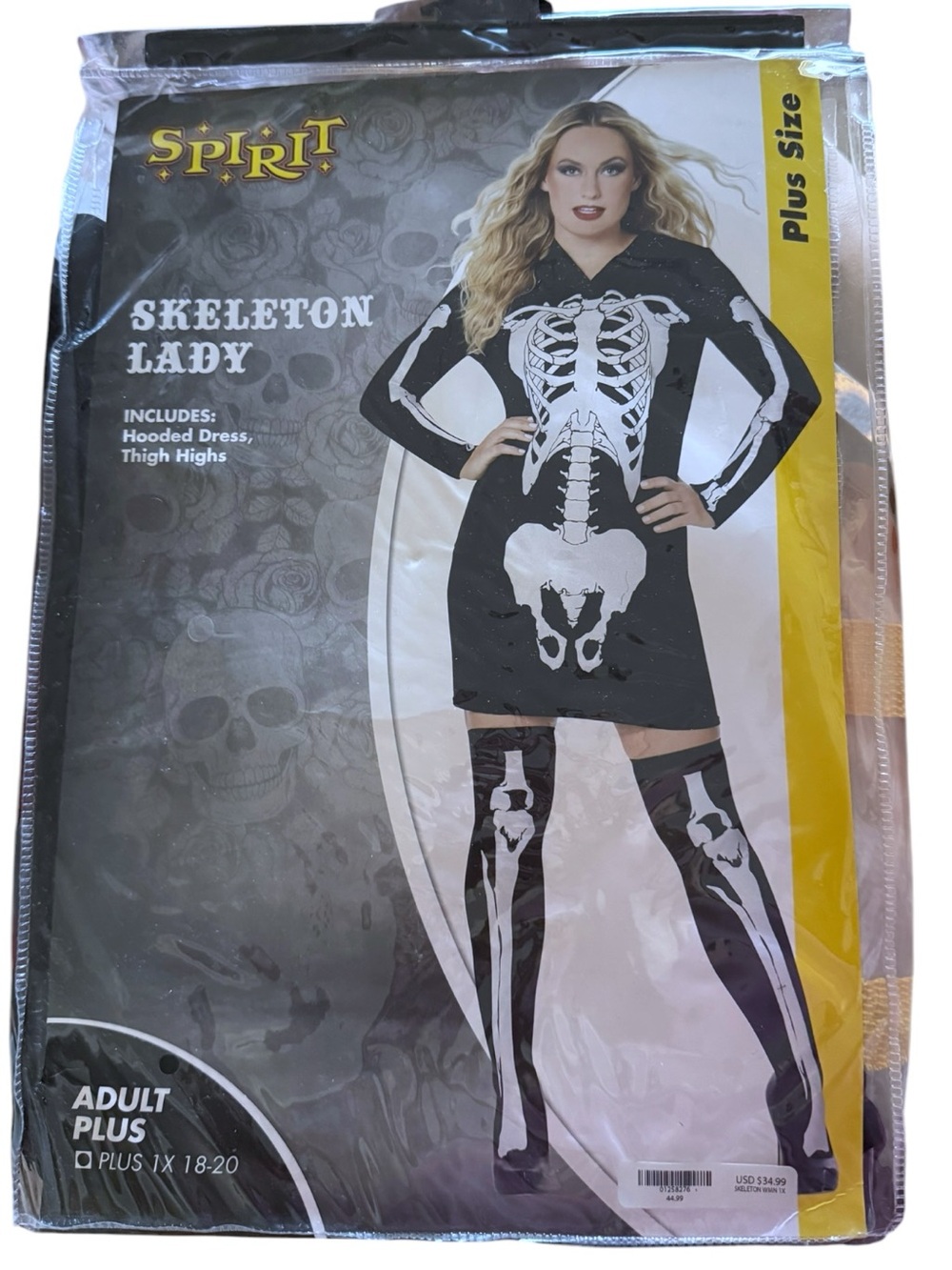 Title: Spirit Halloween Skeleton Lady Costume Plus Size 1X 18-20 NWT